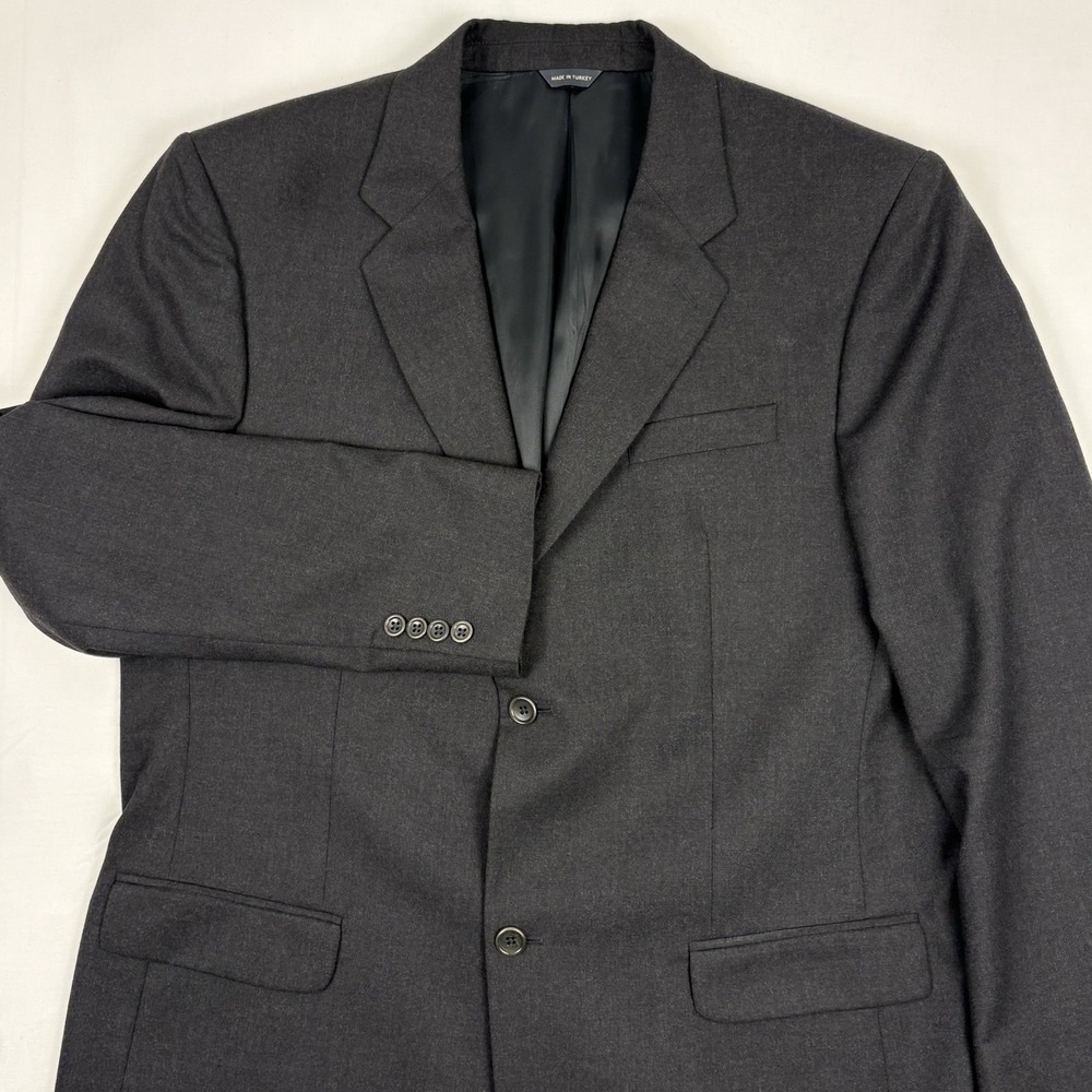 VTG Banana Republic Wool Flannel Notch Lapel Sport Coat 46R Charcoal Gray Turkey